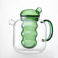 Glass Teapot with Green Infuser for Loose Leaf Flower Tea Brewing