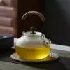 Premium textured glass teapot with decorative handle design