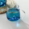 jiateng aesthetic gradient blue glass pitcher for kitchen decor