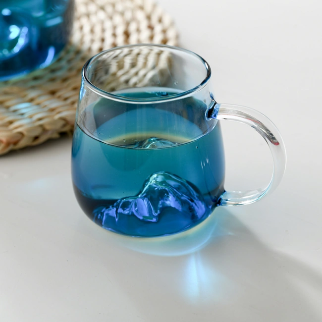 jiateng aesthetic gradient blue glass pitcher for kitchen decor