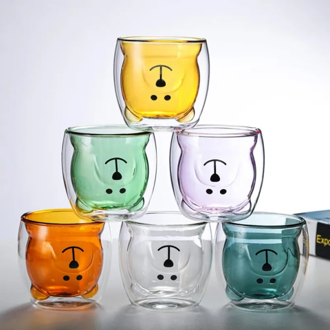 Bear Double Wall Glass Mug