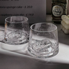 Jiateng glass with 3D mountain base, perfect for neat whiskey, beer, or mixed drinks, stylish for everyday use or gifting