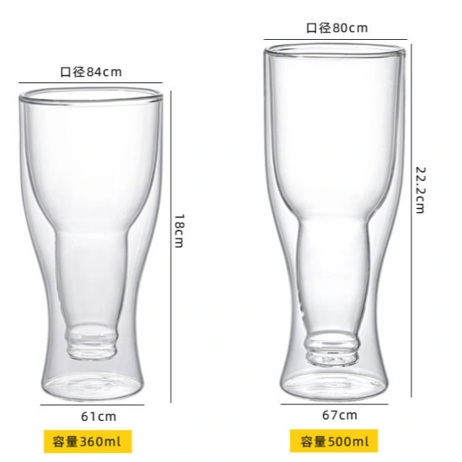 jiateng insulated upside down beer bottle glass, premium double wall beer mug gift, funny craft beer glass for beer lovers and men