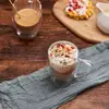 Jiateng clear double-wall glass cup, stylish and practical for serving hot or cold beverages, perfect for home, café, or office use