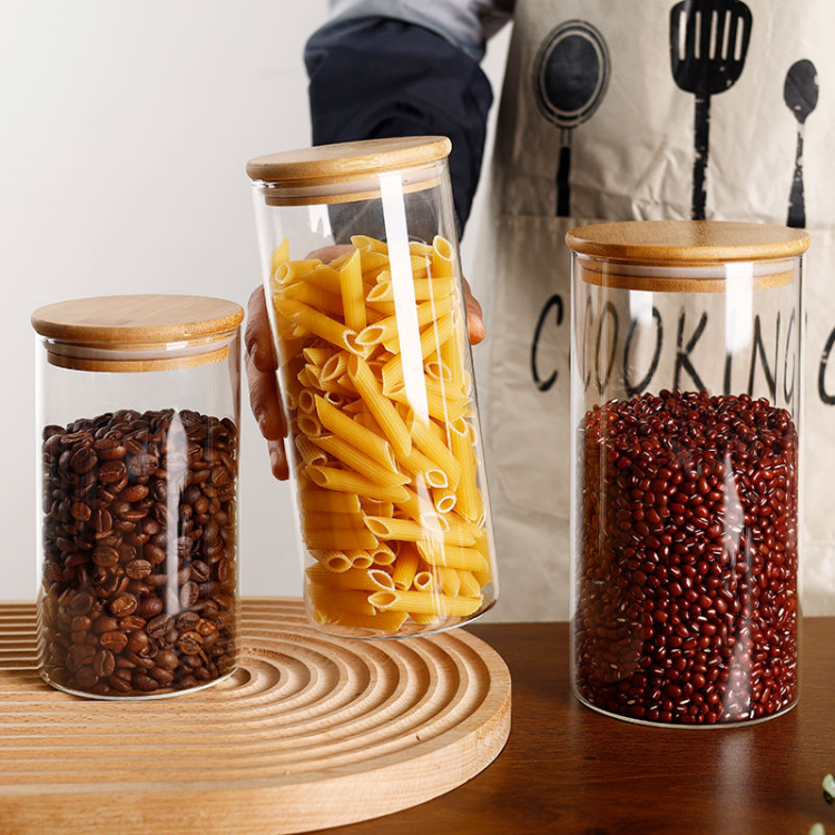 Jiateng bamboo lid glass jars, functional and stylish, perfect for housewarming, holidays, or home kitchen organization