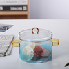 Jiateng transparent glass cooking pot with lid, ideal for daily cooking, simmering, or serving, elegant and practical