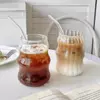 Elegant ribbed glass cup suitable for juice coffee and cocktail serving
