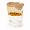Stackable rectangular food storage containers available in 330ml 560ml and 800ml capacities with removable inner trays and fitted lids.