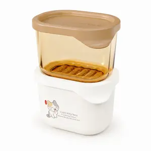 Stackable rectangular food storage containers available in 330ml 560ml and 800ml capacities with removable inner trays and fitted lids.