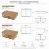 1240ml horizontal divided food storage container measuring 22.4 by 16.1 by 5.6cm with a transparent beige body and fitted lid